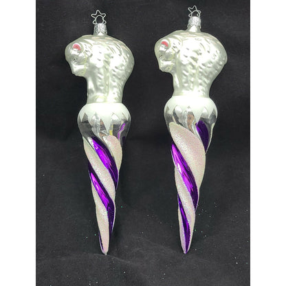 Inge Glass Ornament Polar Bear Icicle Old World Christmas Purple CATZ Exclusive