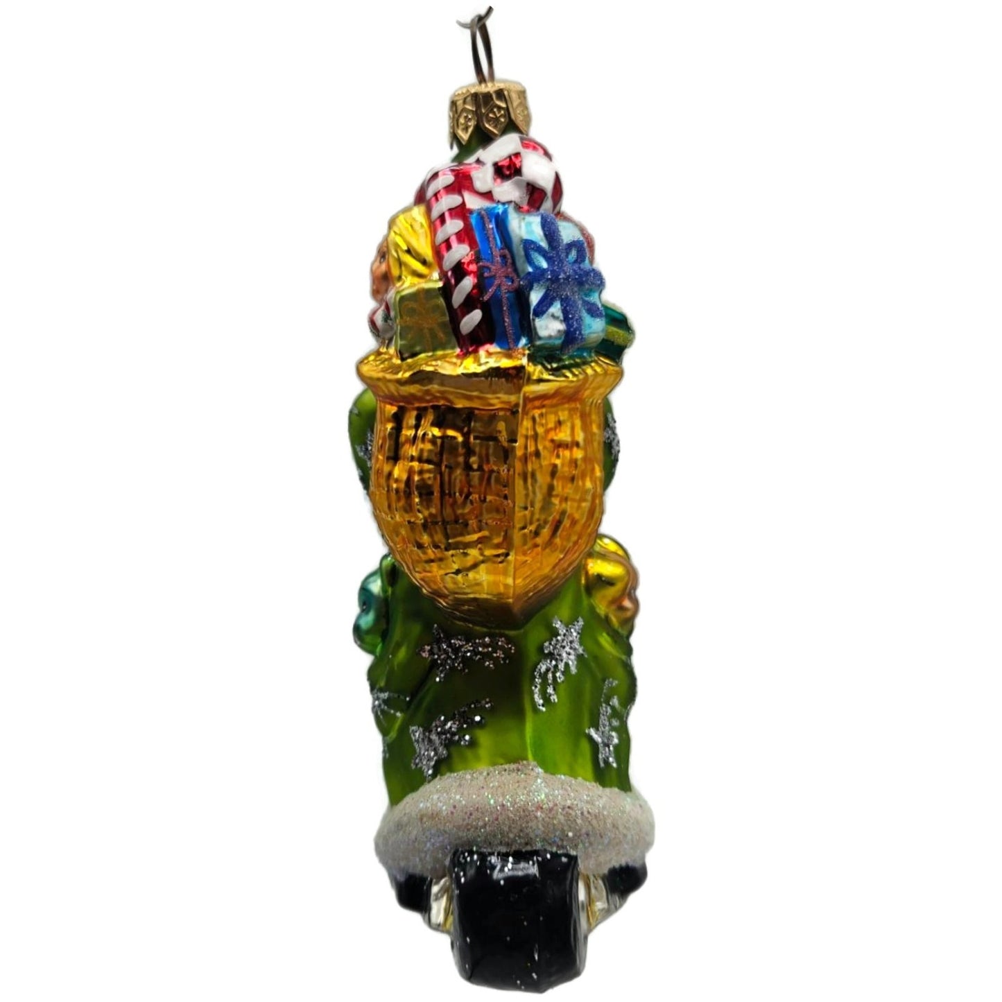 Christopher Radko Scooting Star Green Santa Claus Christmas Ornament 97-263-1