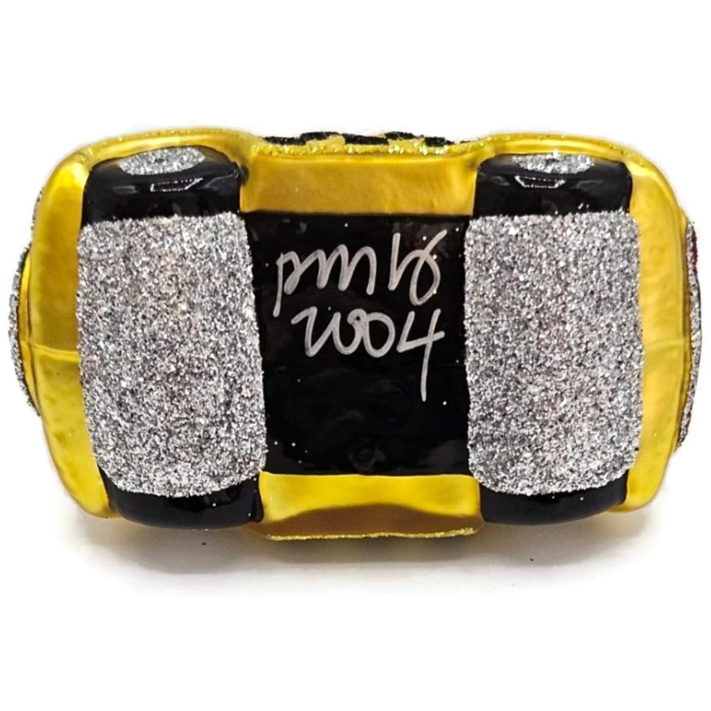 Patricia Breen Miniature Taxi Yellow Snowflakes Signed Christmas Tee Ornament