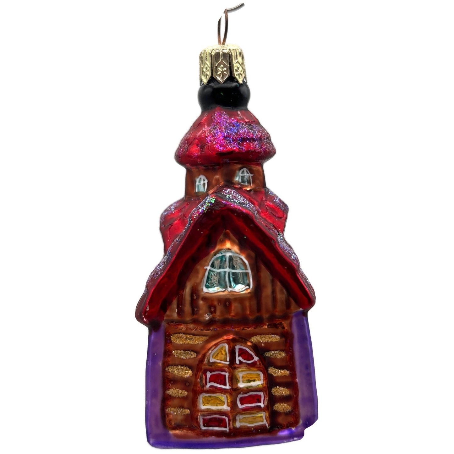 Christopher Radko Gingerbread Chapel Glass Christmas Tree Ornament 98-167-0