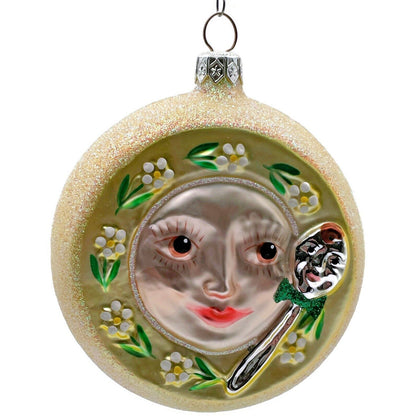 Patricia Breen Dish and Spoon Yellow Painted Flowers Christmas Tree Ornament