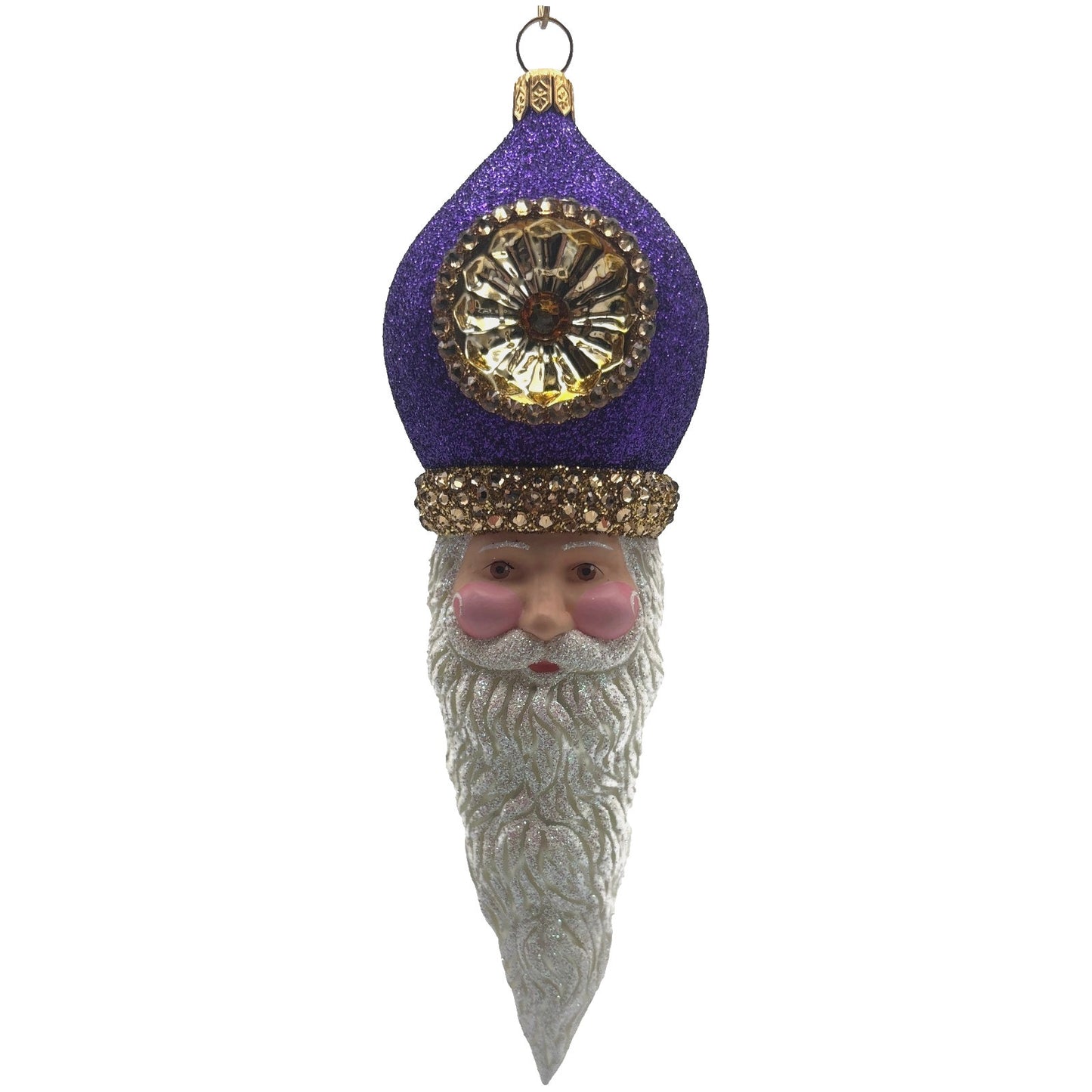 Patricia Breen Vendome Claus Glittered Purple Reflector Christmas Ornament CATZ
