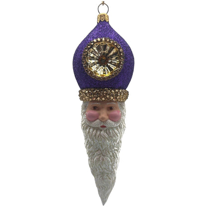 Patricia Breen Vendome Claus Glittered Purple Reflector Christmas Ornament CATZ