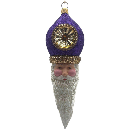 Patricia Breen Vendome Claus Glittered Purple Reflector Christmas Ornament CATZ