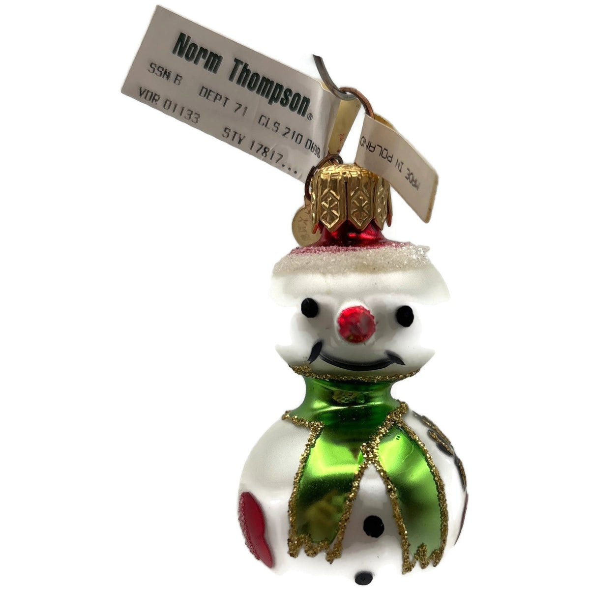 Department 56 Miniature Snowman White Poland Christmas Tree Ornament