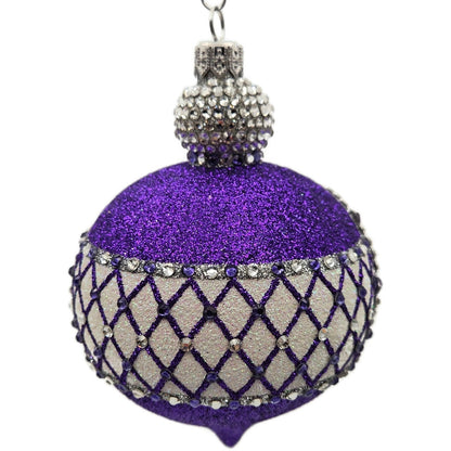 Patricia Breen Anniversary Reflector Purple Glitter Chameleon Christmas Ornament
