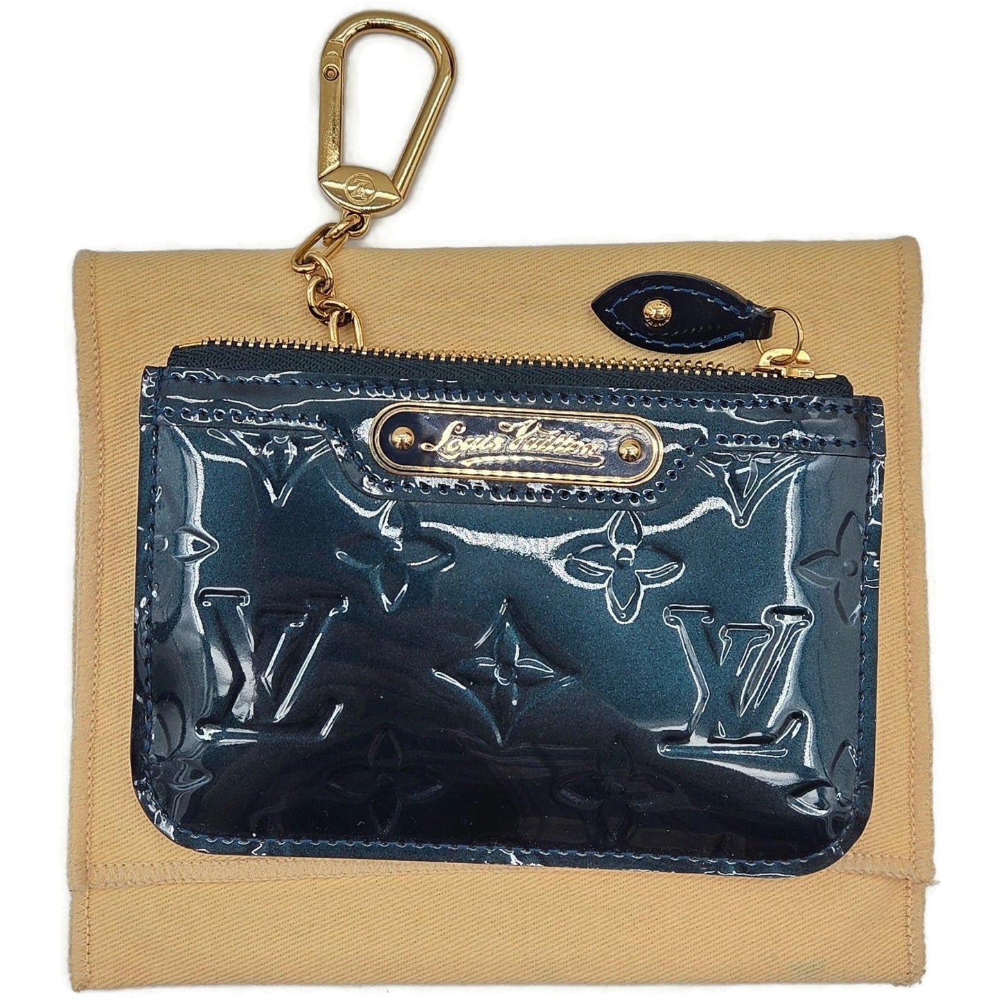 Louis Vuitton Melrose Avenue Monogram Vernis Bleu Nuit Bag Wallet Coin Pouch Set