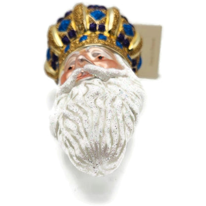 Patricia Breen Bijoux Noel Gold Blue Santa Claus Christmas Tree Ornament