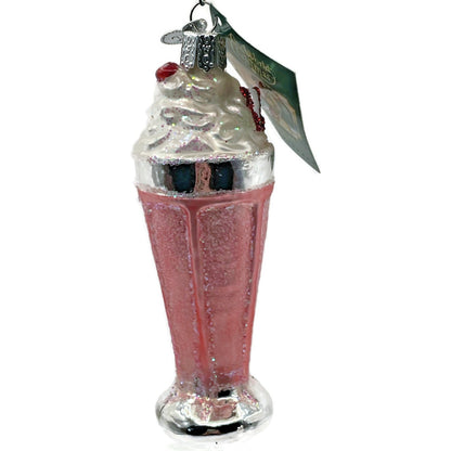 Milkshake Ice Cream Drink Pink Ornament Blown Glass OWC Old World Christmas Tree