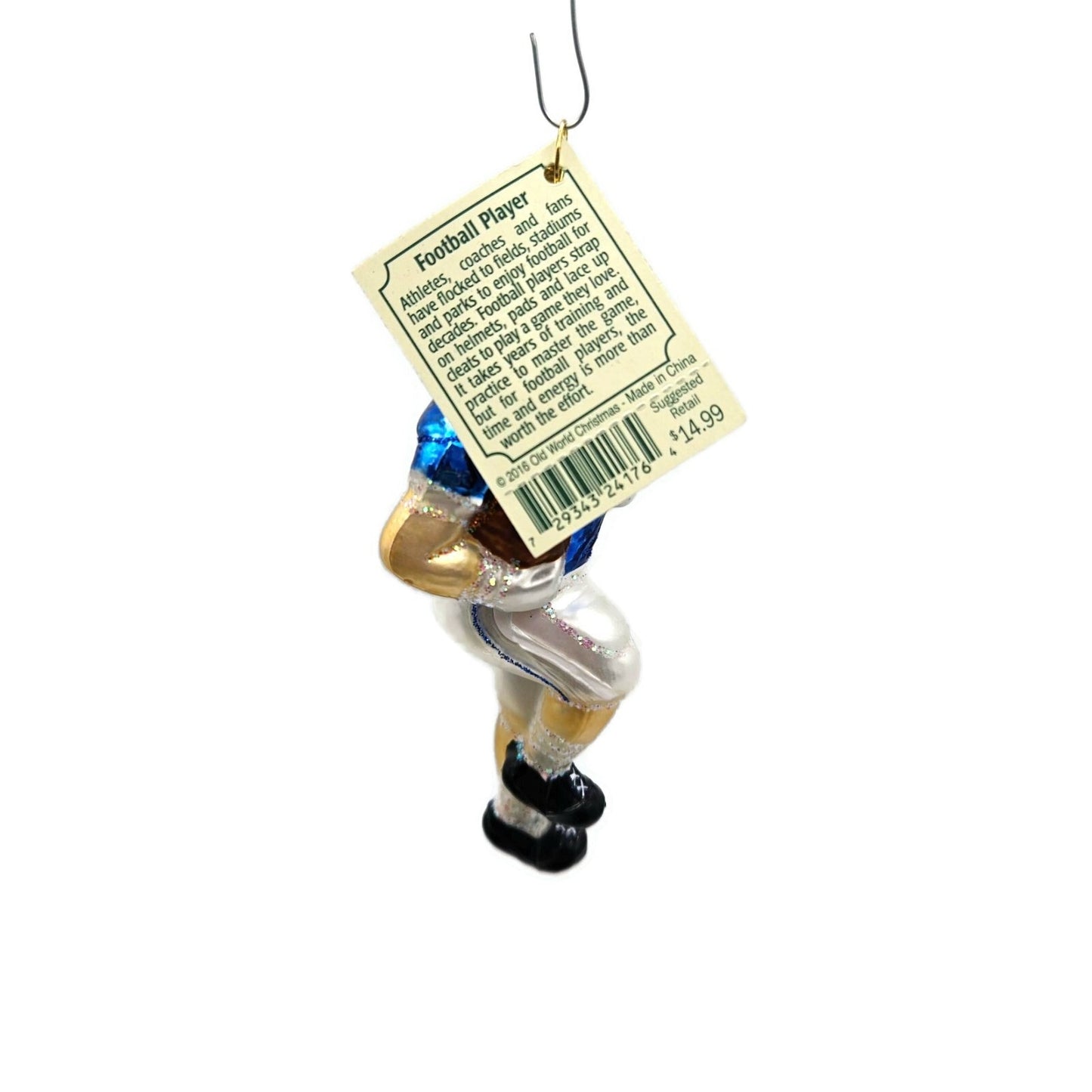 Old World Christmas Football Player Christmas Holiday Tree Ornament OWC