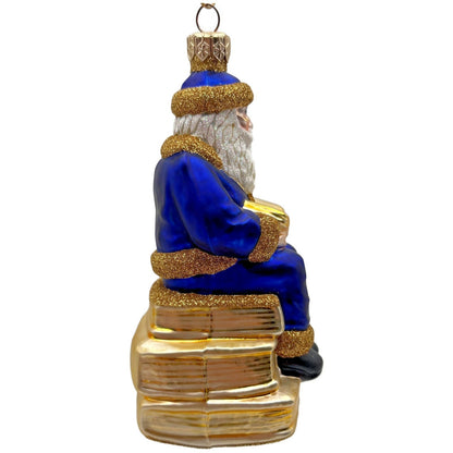 Patricia Breen Santa Reads Blue Stories Old And New Christmas Tree Ornament
