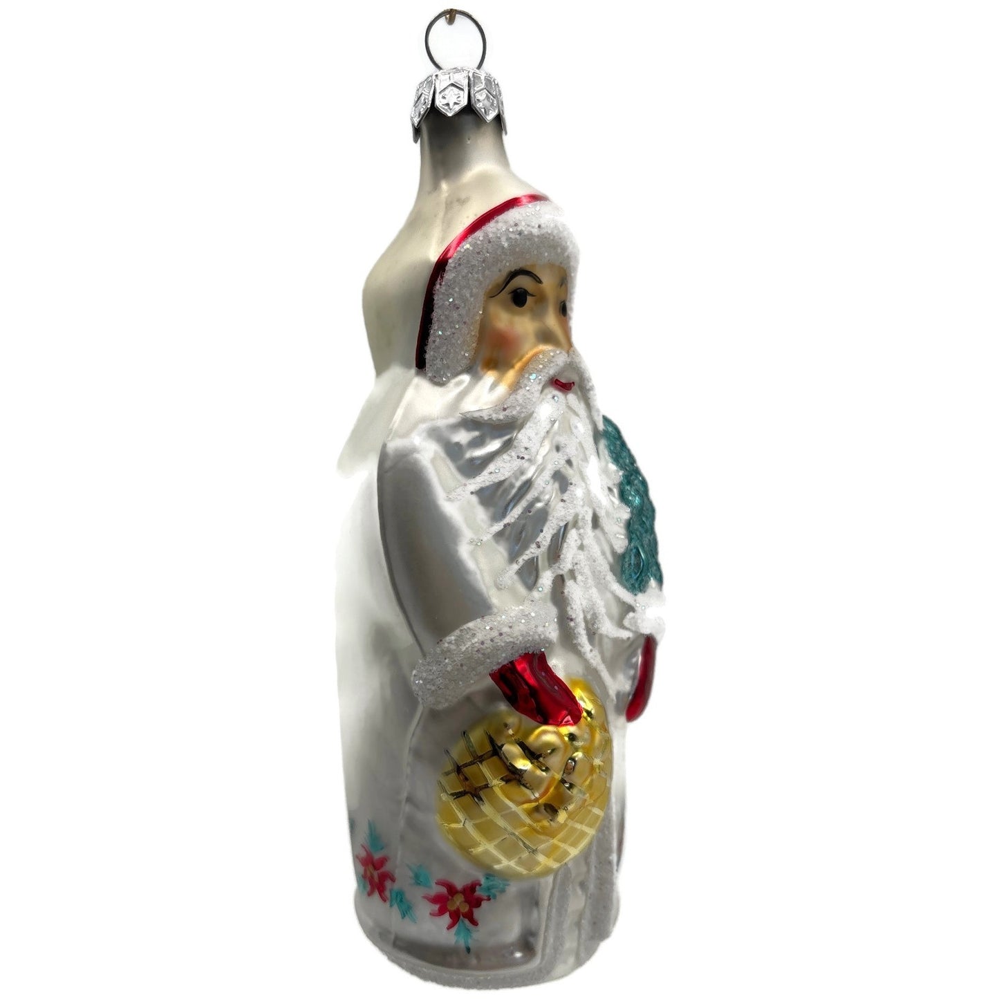 Christopher Radko Poinsettia Santa Russian Christmas Ornament Signed 91-038-1