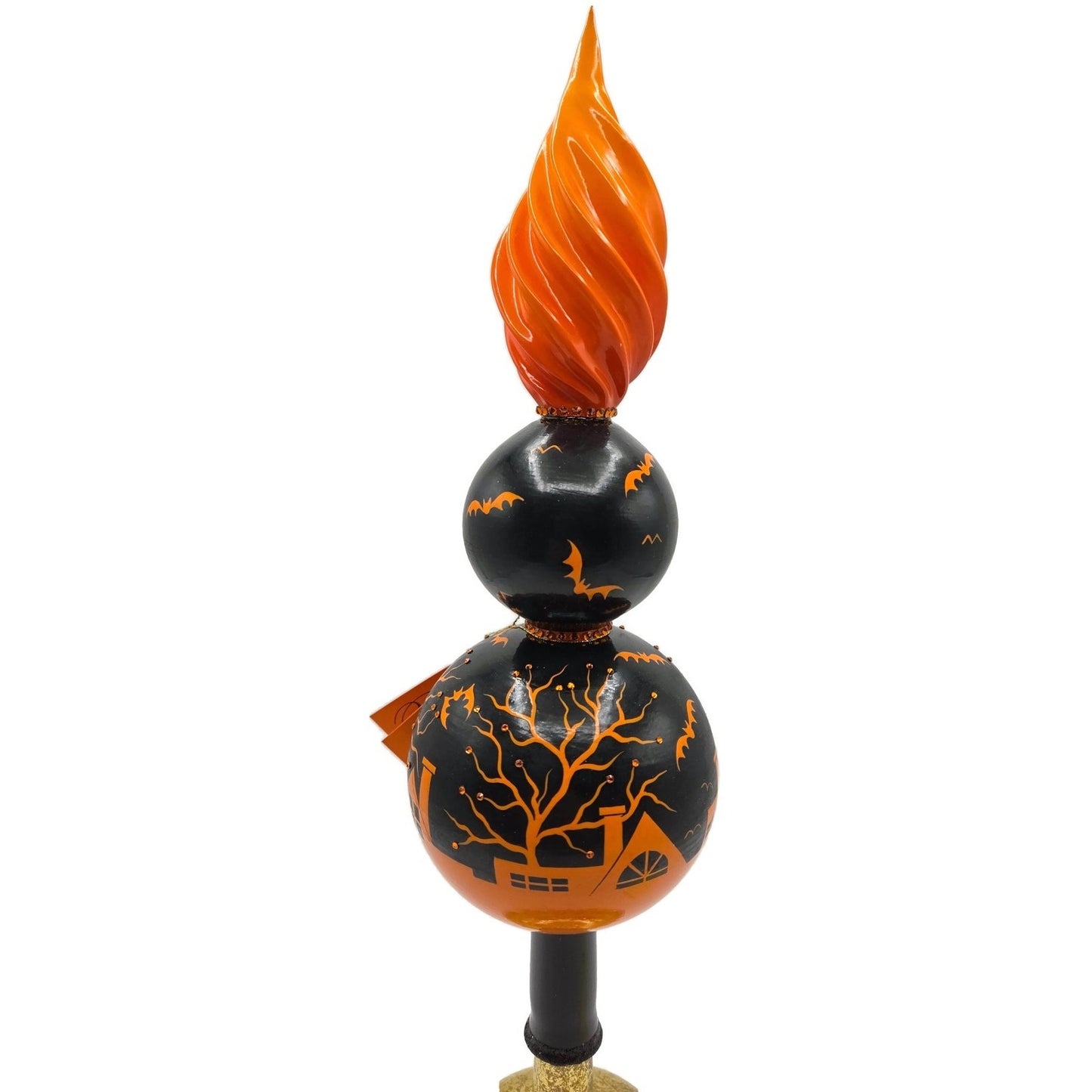 Patricia Breen All Hallows Eve Finial Orange Black Village Halloween Tree Topper
