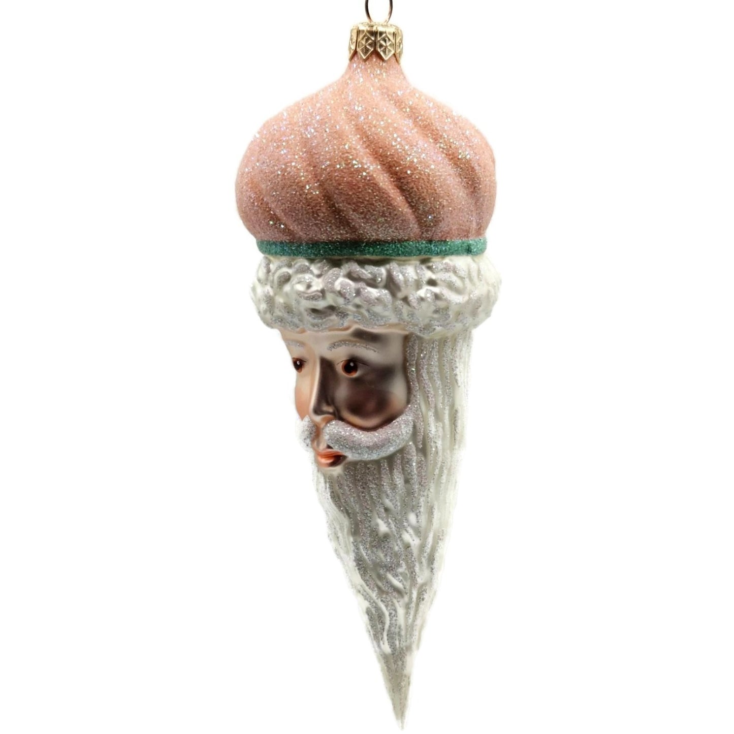 Patricia Breen Minsk Santa Claus Head PeachGlitter Christmas Tree Ornament