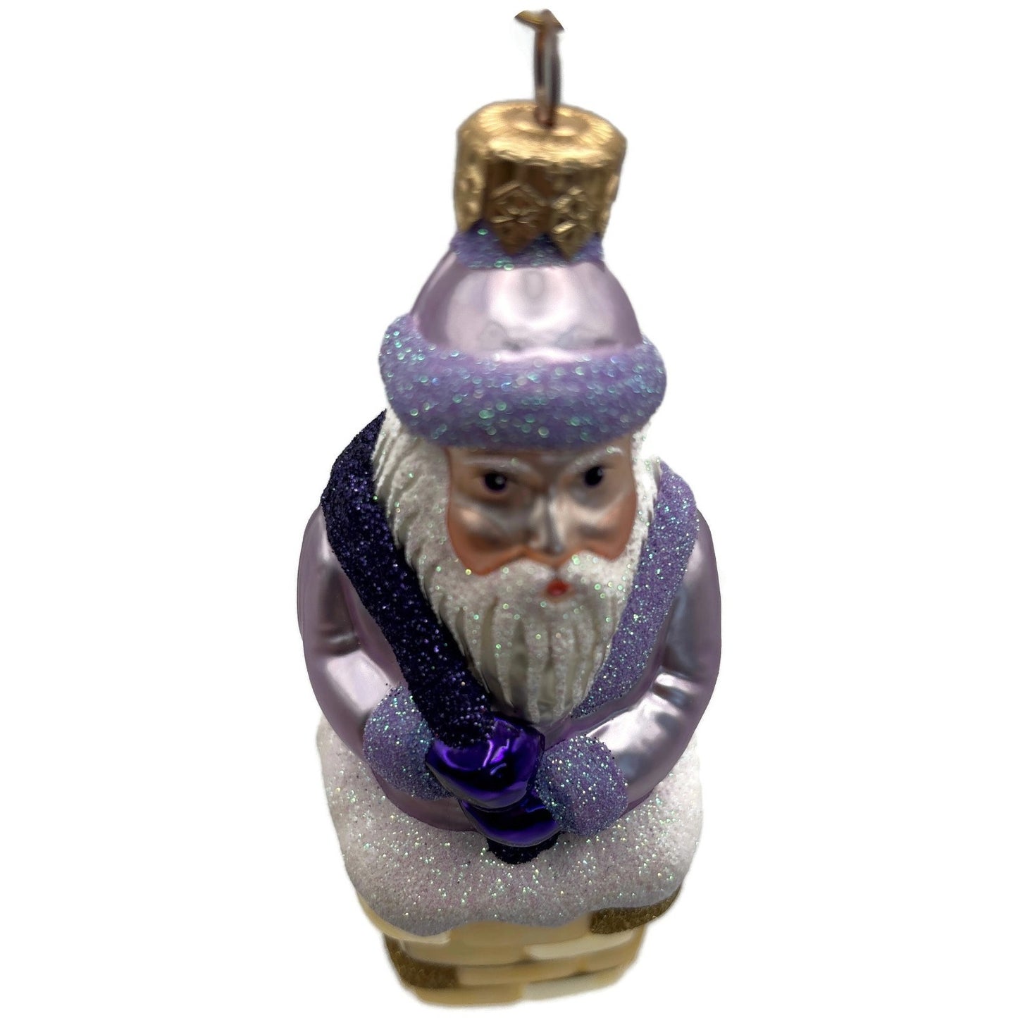 Patricia Breen Here Comes Santa Claus Lavender Gold Chimney Christmas Ornament