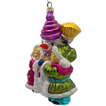 Larry Fraga Love That Snowman Winter Fun Glitter Glass Christmas Tree Ornament