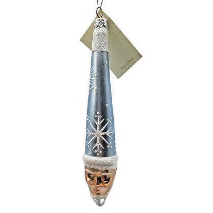 Patricia Breen Winter Wizard Ice Blue Santa Head Snowflakes Christmas Ornament