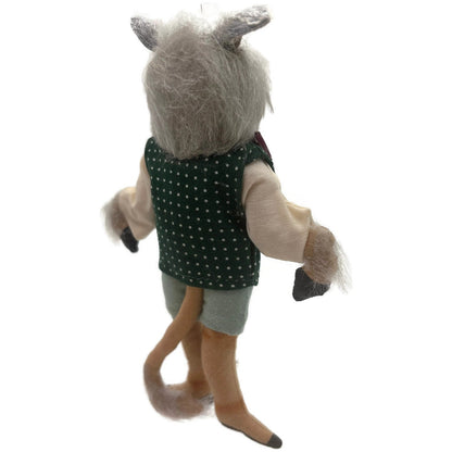Gladys Boalt Lampwick Candlewick Donkey Boy Fabric Signed Christmas Ornament