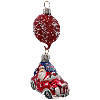 Patricia Breen Knightsbridge Santa Red Snowflakes Flags Christmas Tree Ornament