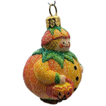 Patricia Breen Trickster Pumpkin Orange Glass Halloween Christmas Ornament 2651
