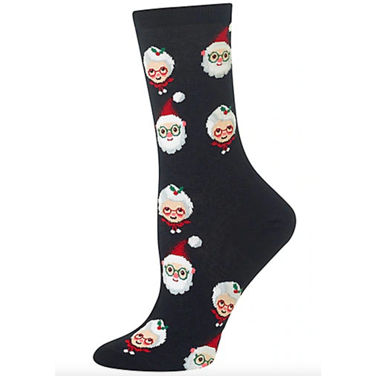 Hot Sox Women Black Christmas Socks Mrs Claus Santa Claus Stocking Stuffers