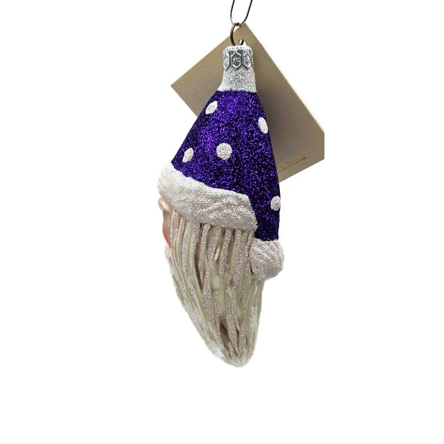 Patricia Breen Faux Fur Santa Purple Plum Polka Dots Christmas Tree Ornament