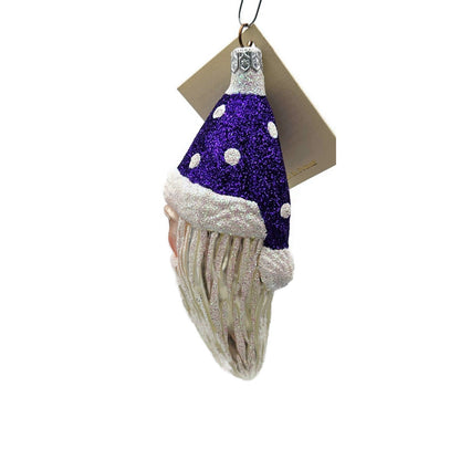 Patricia Breen Faux Fur Santa Purple Plum Polka Dots Christmas Tree Ornament