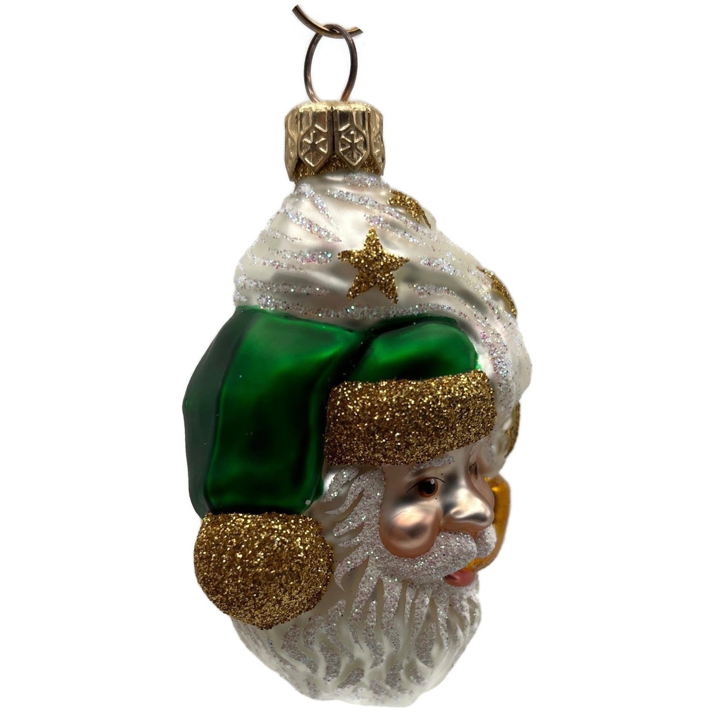Patricia Breen Miniature Merry Olde Elf Green Gold Stars Christmas Tree Ornament