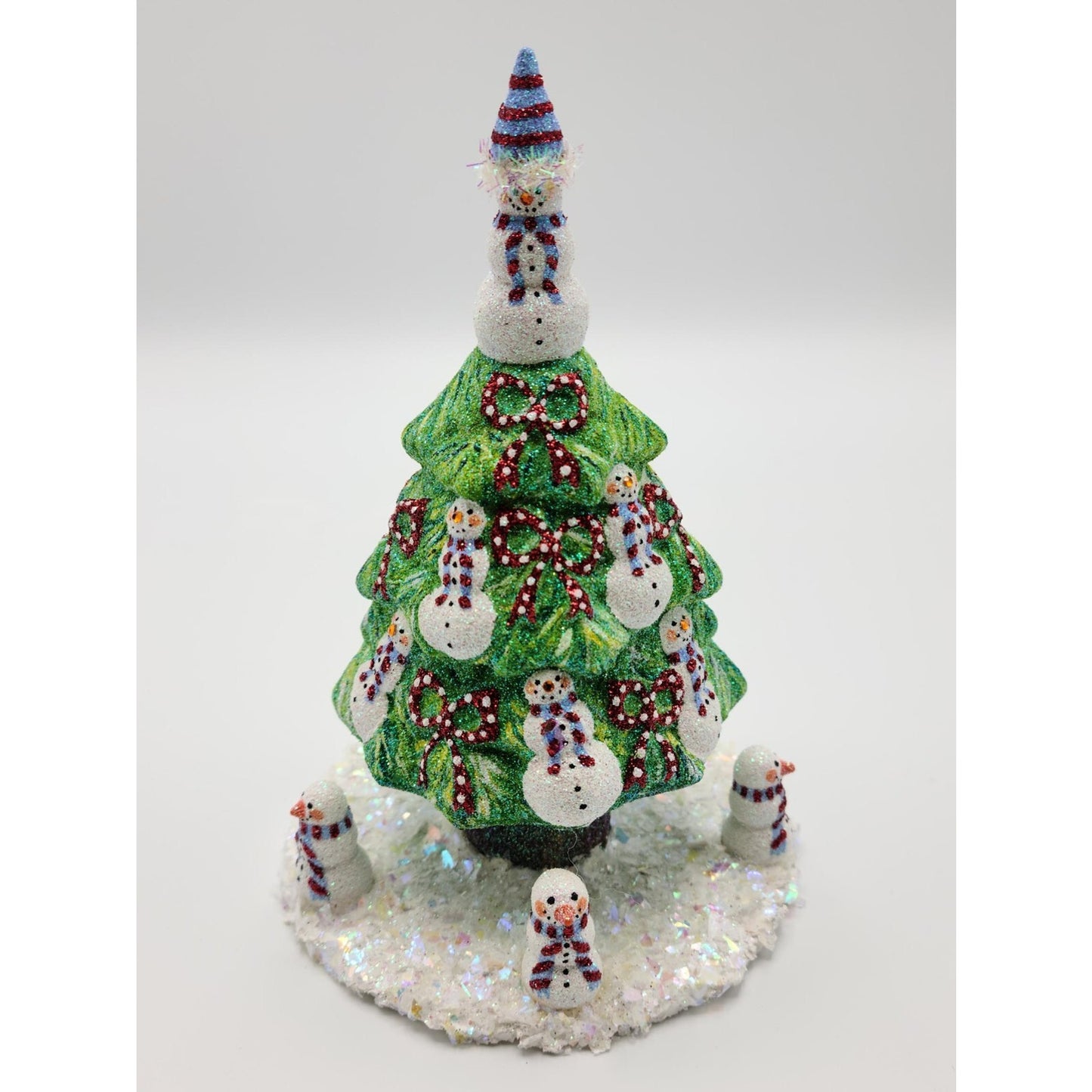 Patricia Breen Snowman Topiary Blue Red Stripe Free Standing Christmas Ornament