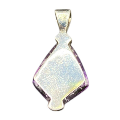 Amethyst Pyramid Shaped Pendant Purple Gemstone 925 Sterling Silver GE Stamped