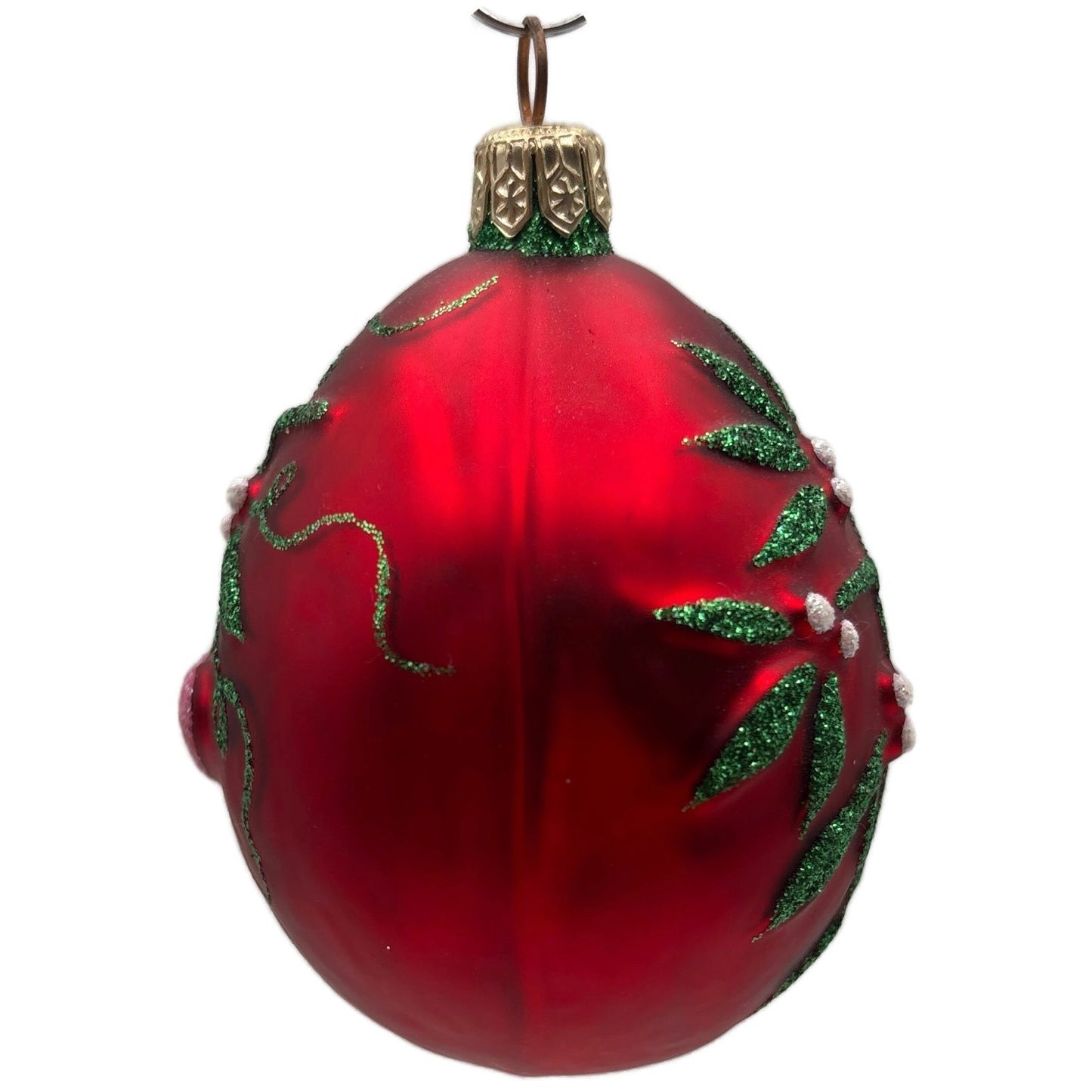Patricia Breen Mistletoe Egg Shiny Red Green Heart Christmas Tree Ornament