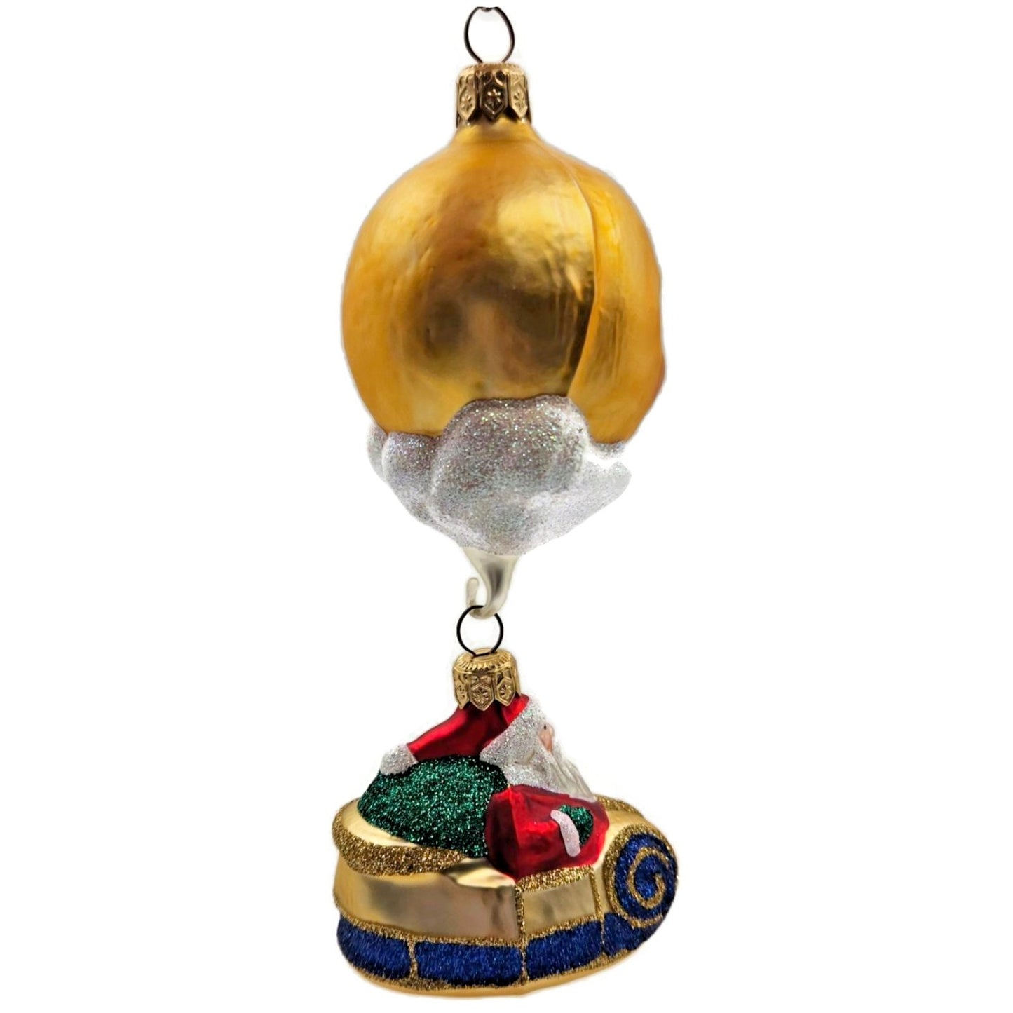 Patricia Breen Night Flight Santa Gold Sleigh Gold Moon Christmas Ornament