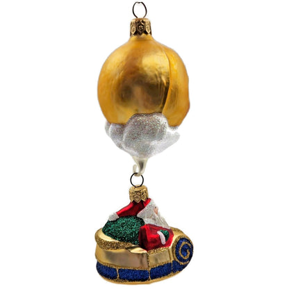 Patricia Breen Night Flight Santa Gold Sleigh Gold Moon Christmas Ornament