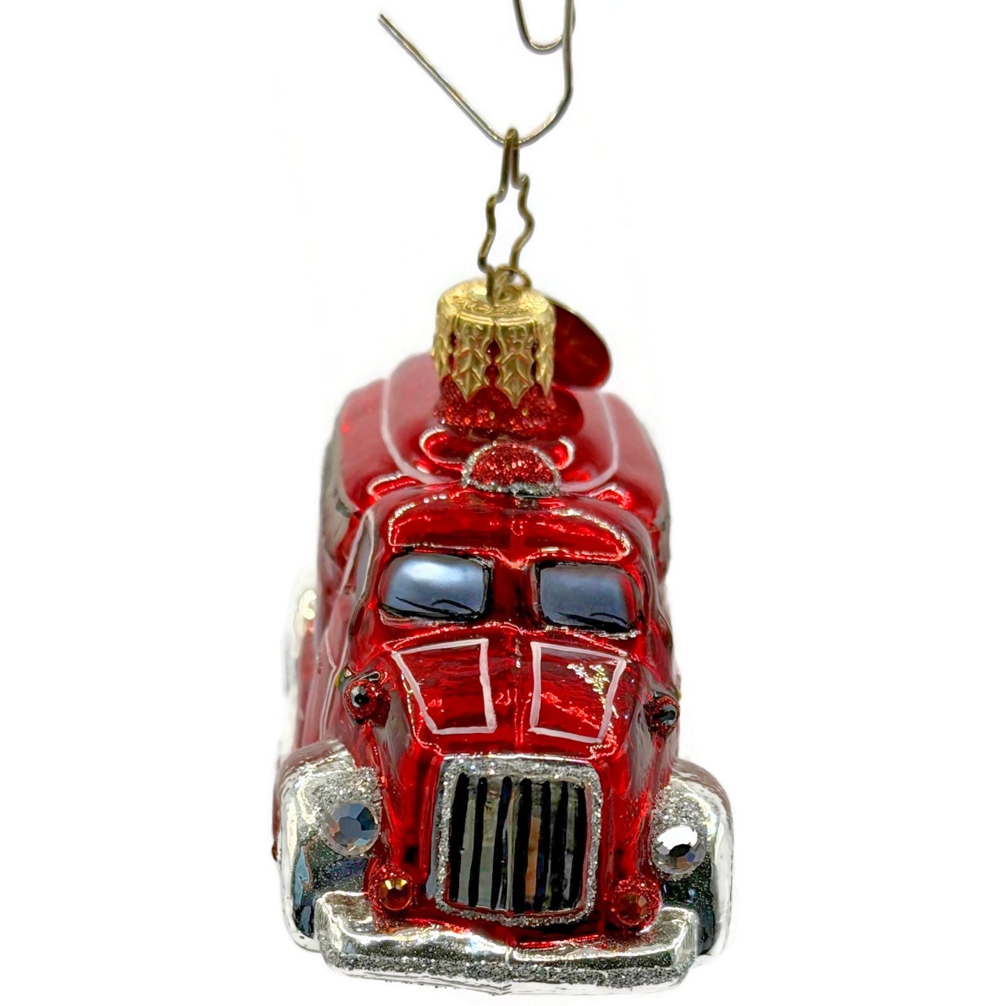 Christopher Radko Racine Fire Truck Glass Christmas Ornament Poland Retired