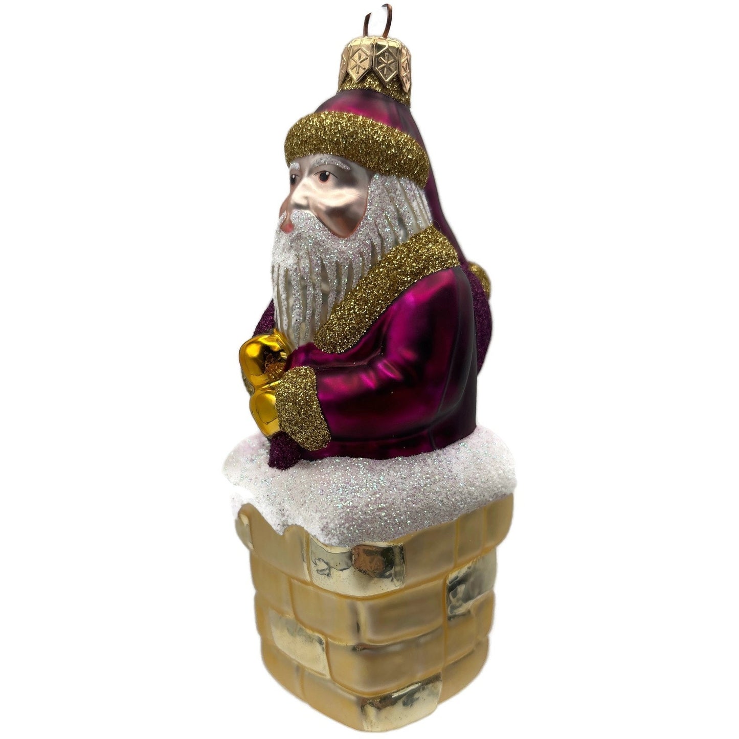Patricia Breen Here Comes Santa Claus Fuchsia Gold Christmas Tree Ornament