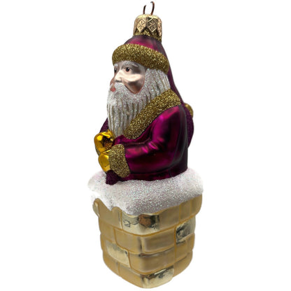 Patricia Breen Here Comes Santa Claus Fuchsia Gold Christmas Tree Ornament