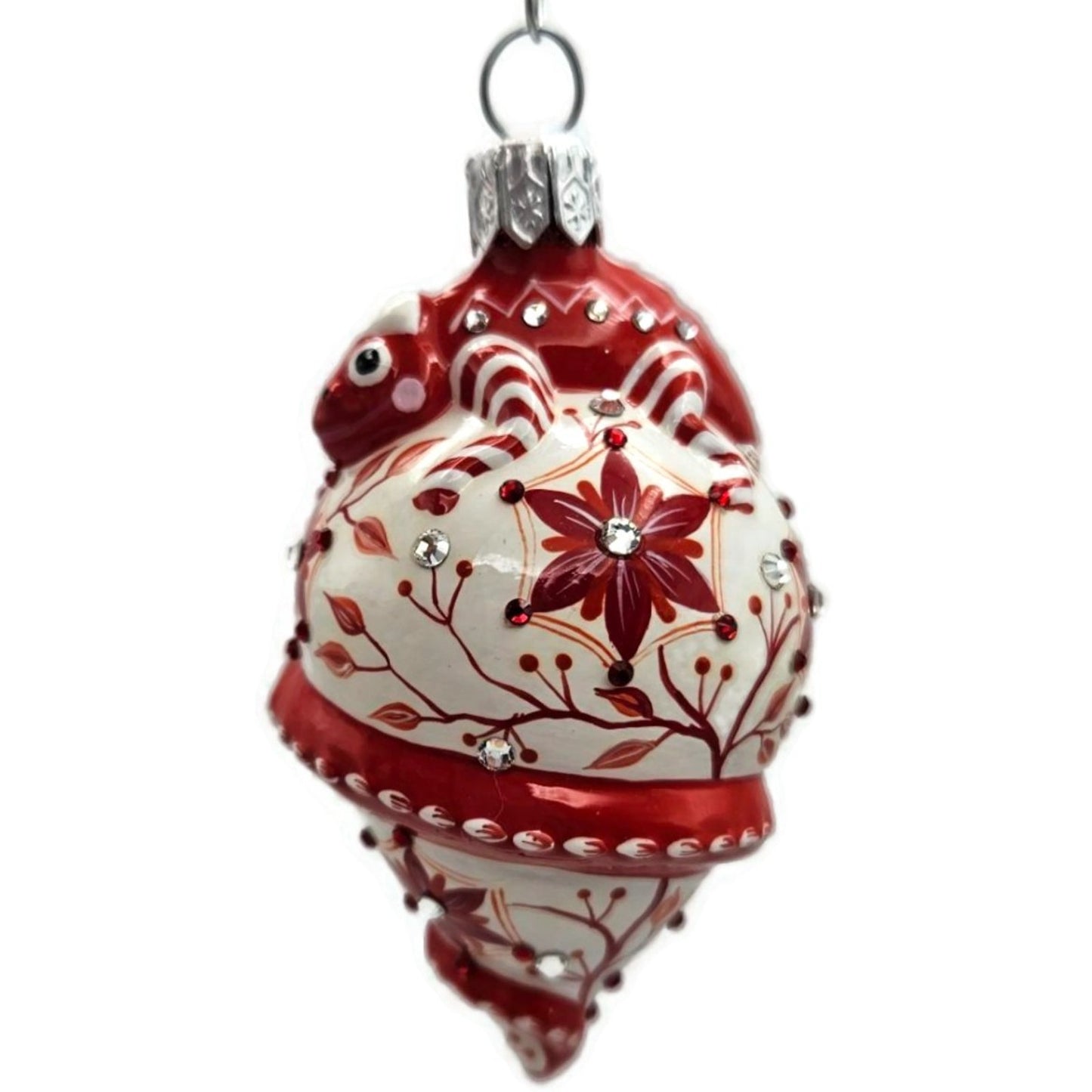 Patricia Breen Topping Chameleon Chinoiserie Red Spring Christmas Tree Ornament