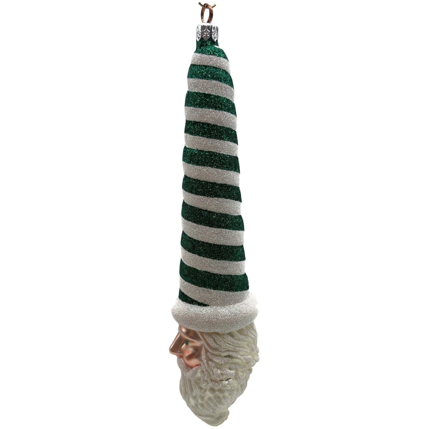 Patricia Breen Sucre Santa Green White Spearmint Striped Christmas Tree Ornament
