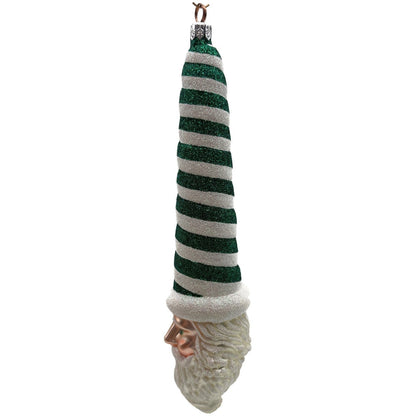 Patricia Breen Sucre Santa Green White Spearmint Striped Christmas Tree Ornament