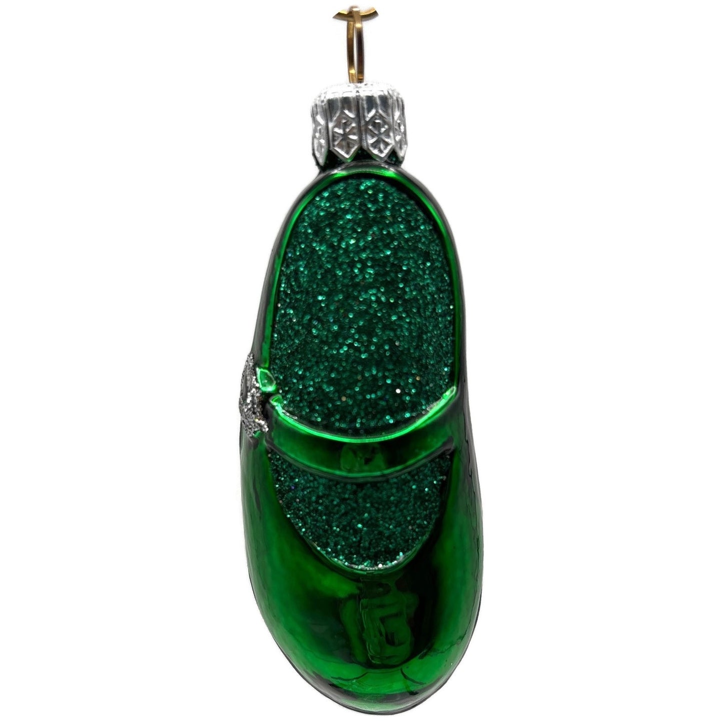 Patricia Breen Little Ones Shoe Green Silver Buckle Christmas Tree Ornament NM