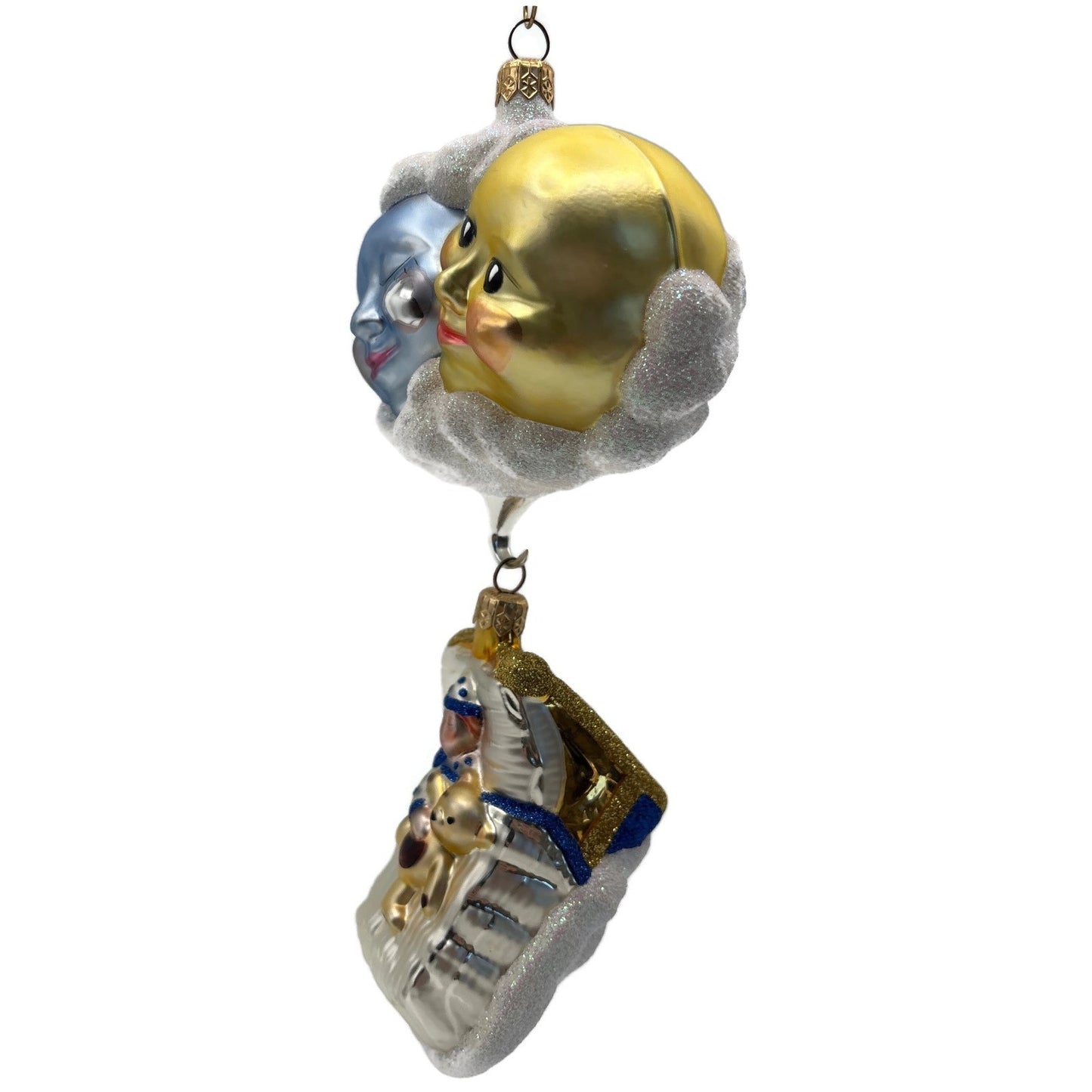 Patricia Breen Sweet Dreams Pearl Bed Gold Bear Blue Blanket Christmas Ornament
