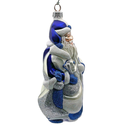 Patricia Breen Cubist Santa Claus Blue Pearl White Art Christmas Tree Ornament