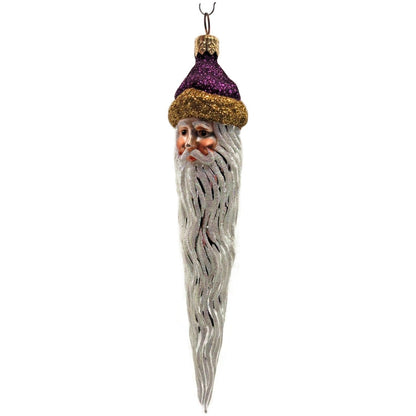 Patricia Breen Santa Icicle Beard Fuchsia Gold Hat Glittered Christmas Ornament