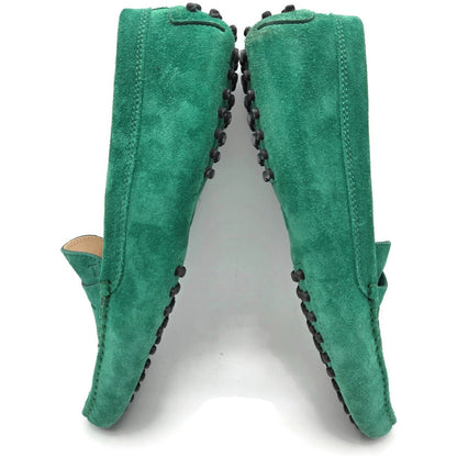 Tod’s Green Suede Leather Rubber Sole Moccasin Driving Loafers Womens 39.5 w Box