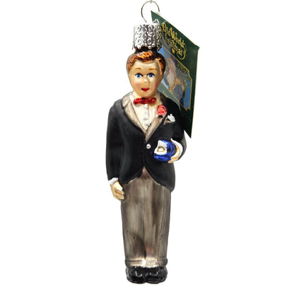 Old World Christmas Groom Brunette Wedding Christmas Holiday Tree Ornament OWC