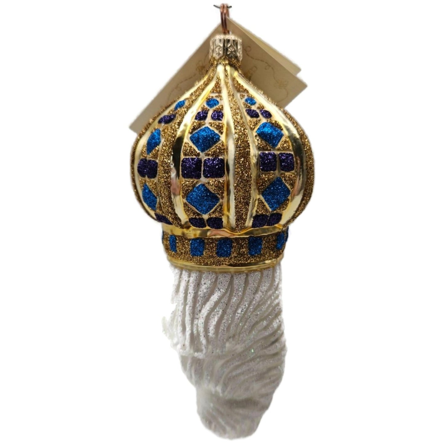 Patricia Breen Bijoux Noel Gold Blue Santa Claus Christmas Tree Ornament