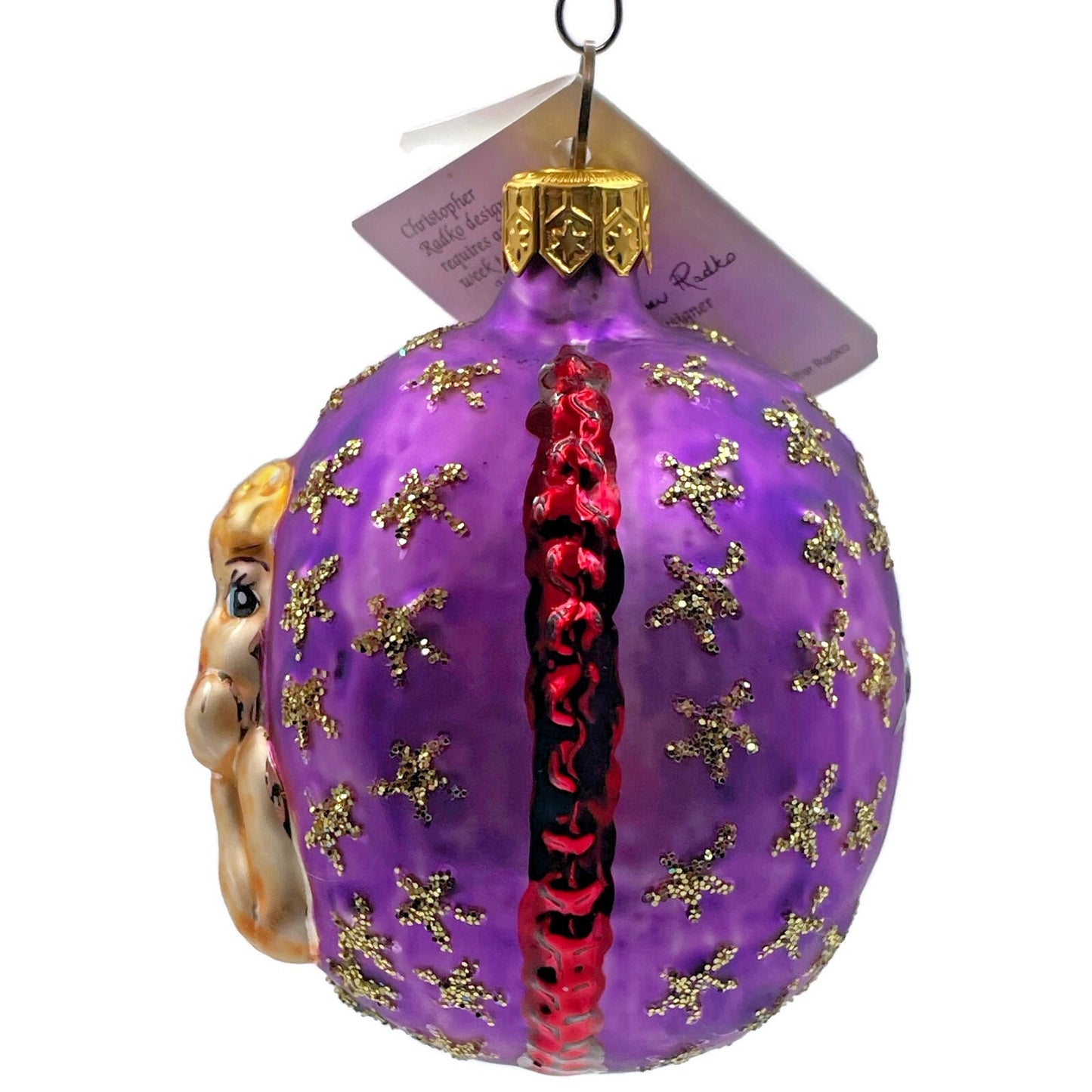 Christopher Radko Lil Miss Angel Purple Gold Stars Christmas Tree Ornament 1997