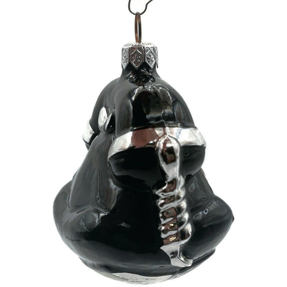 Patricia Breen Fine Phone Black Silver Trim Shiny Telephone Christmas Ornament