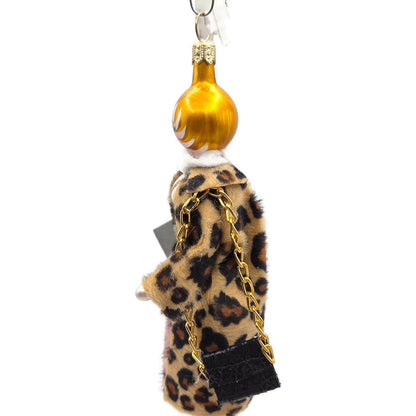 Soffieria De Carlini Fashionista Lady In Leopard Coat Shop Christmas Ornament