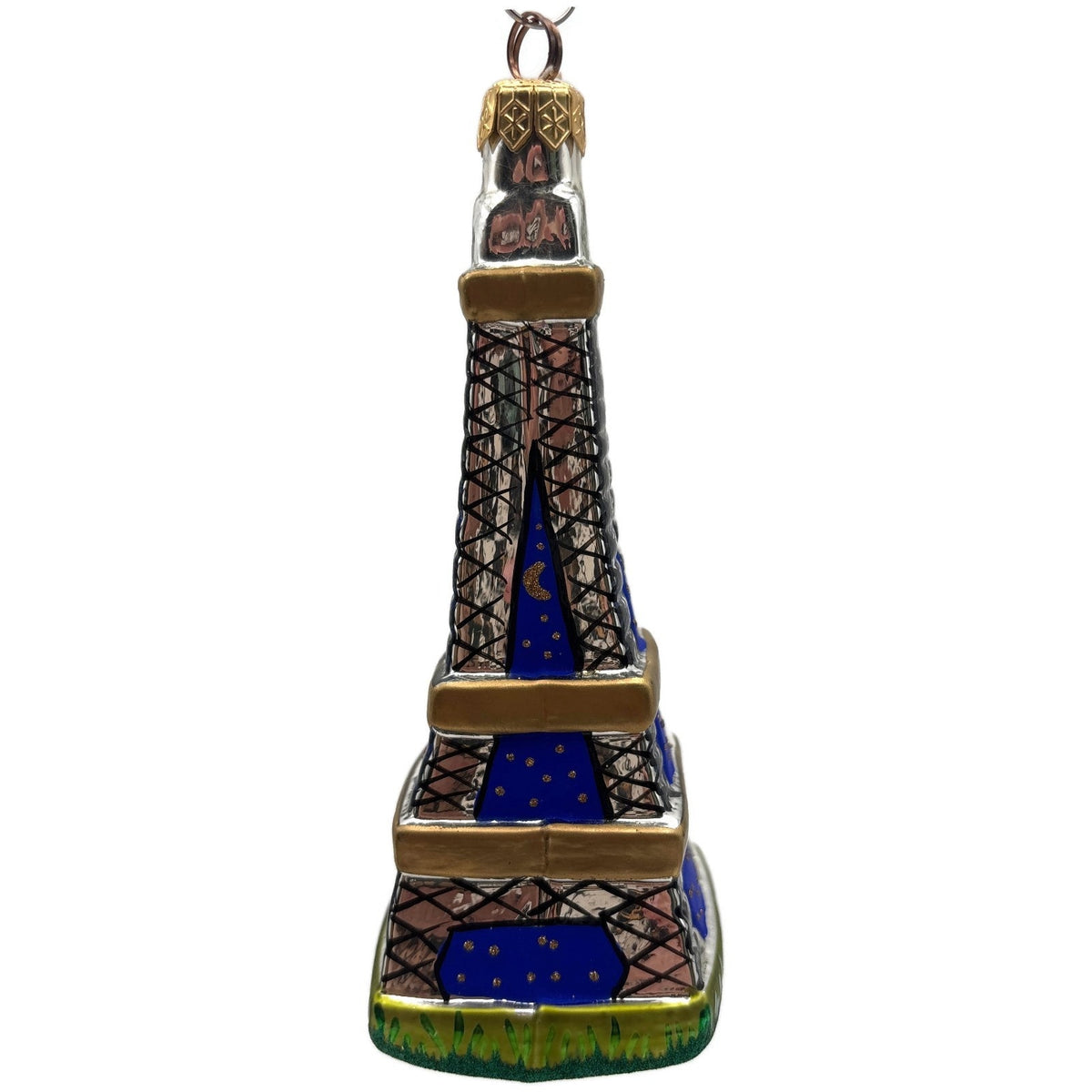 Christopher Radko Eiffel Tower Blue Stars Glass Christmas Tree Ornament